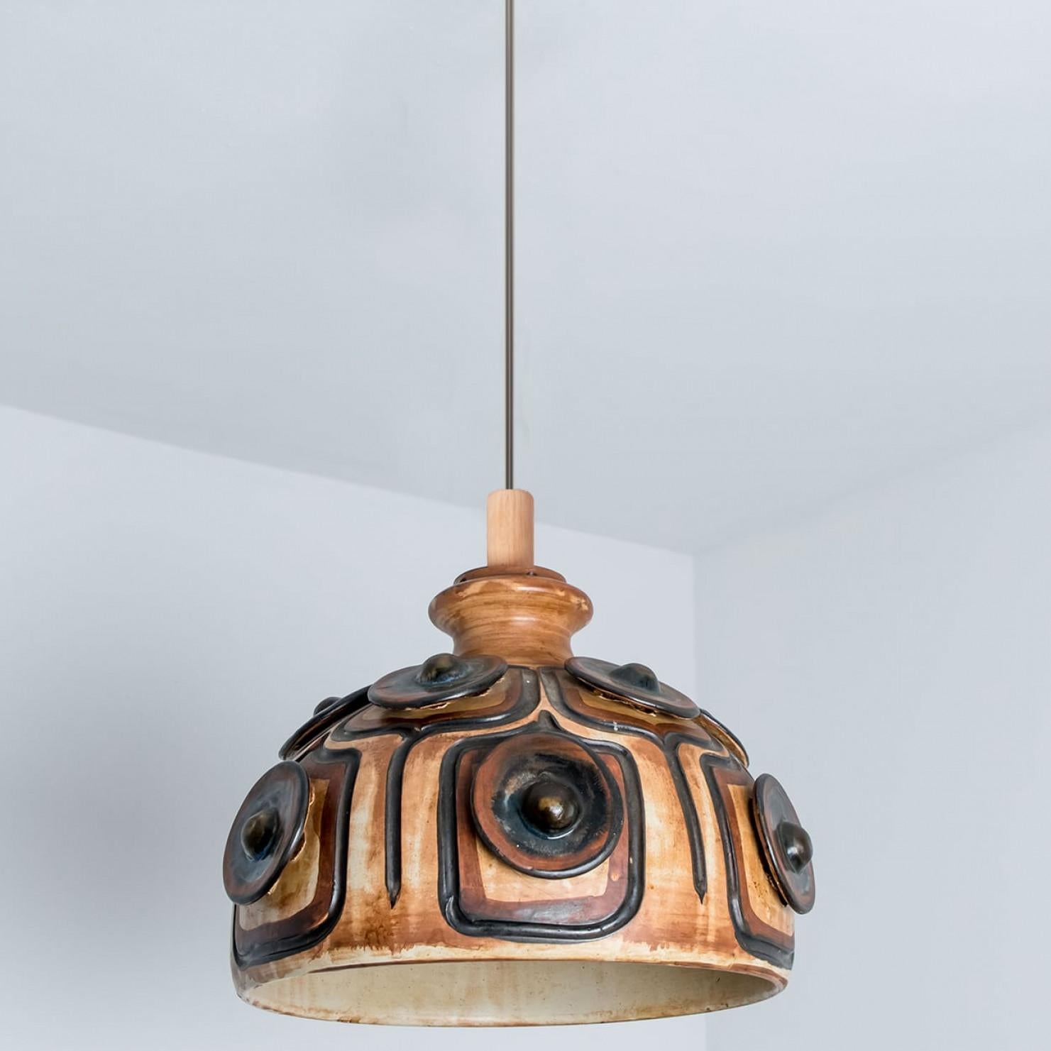 Lights à cône en céramique noir, brun et beige, Danemark, 1970 Bon état - En vente à Rijssen, NL