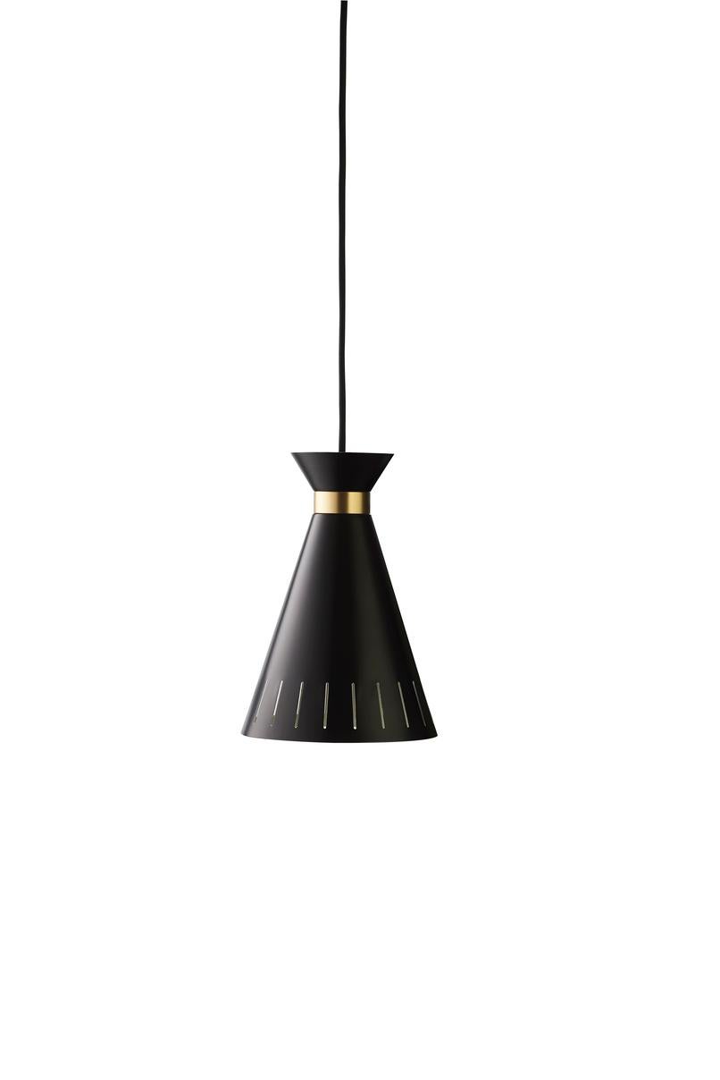 Cone Black Noir Pendant by Warm Nordic
Dimensions: D16x W16 x H23 cm
Material: Lacquered steel, Solid brass
Weight: 1 kg
Also available in different colours. Please contact us.

A classic pendant with charm, finesse and an elegant, solid brass