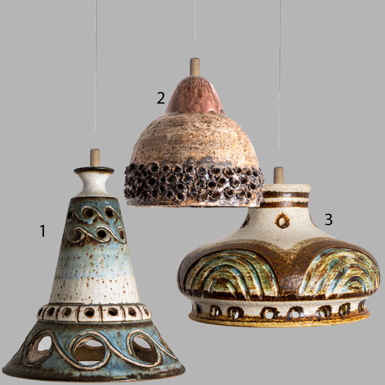 Fine XX secolo Lampada a sospensione in ceramica blu a cono, Danimarca, 1970 in vendita