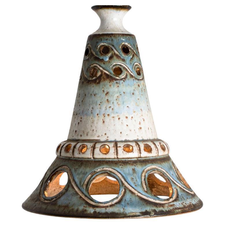 Other Cone Blue Ceramic Pendant Light, Denmark, 1970 For Sale