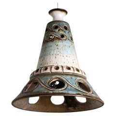Cone Blue Ceramic Pendant Light, Denmark, 1970
