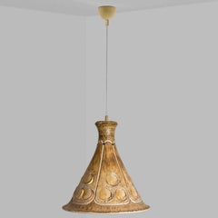 Cone Brown Terra Ceramic Pendant Light, Denmark, 1970