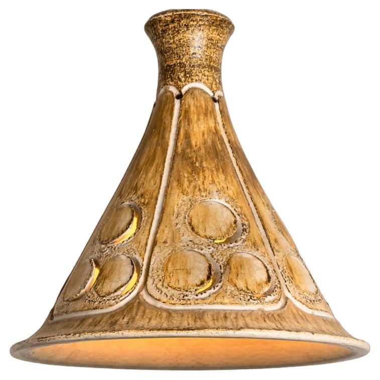 Cone Brown Terra Ceramic Pendant Light, Denmark, 1970