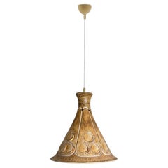 Cone Brown Terra Ceramic Pendant Light, Denmark, 1970