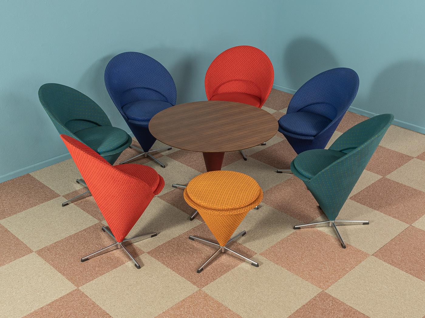 German Cone Chair Seating Group Cone Table Verner Panton Red Blue Petrol Mustard For Sale