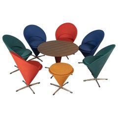Cone Chair Sitzgruppe Kegeltisch Verner Panton Rot Blau Petrol Senf