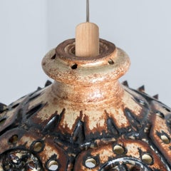 Cone Chocolate Brown Ceramic Pendant Light, Denmark, 1970