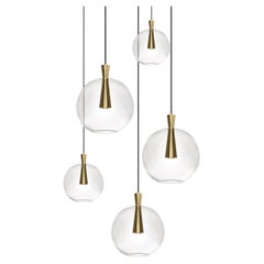 Cone Lamp and Shade, 5-Piece by Marc Wood, Brass and Glass Handmade Lamps w/GU10