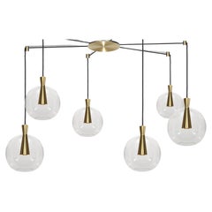 Cone Lamp and Shade, Wide 6-Piece by Marc Wood, Brass & Glass Handmade Lamps