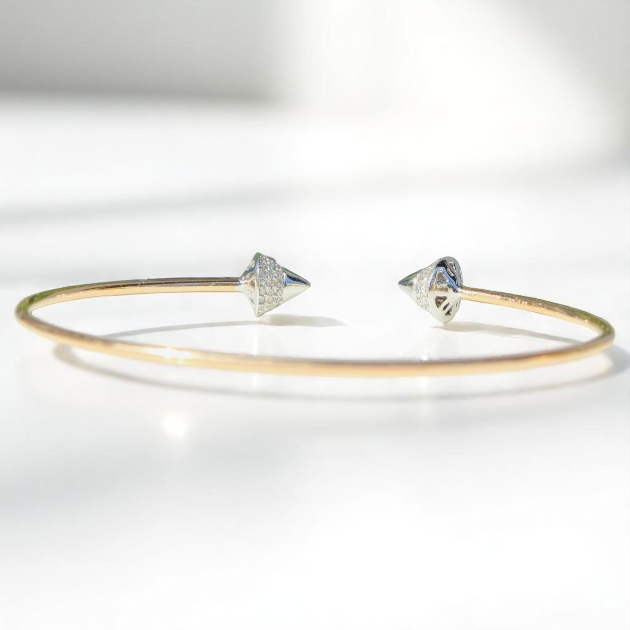 Women's Cone End Diamond Bracelet in 14K Solid Gold (Certified) For Sale