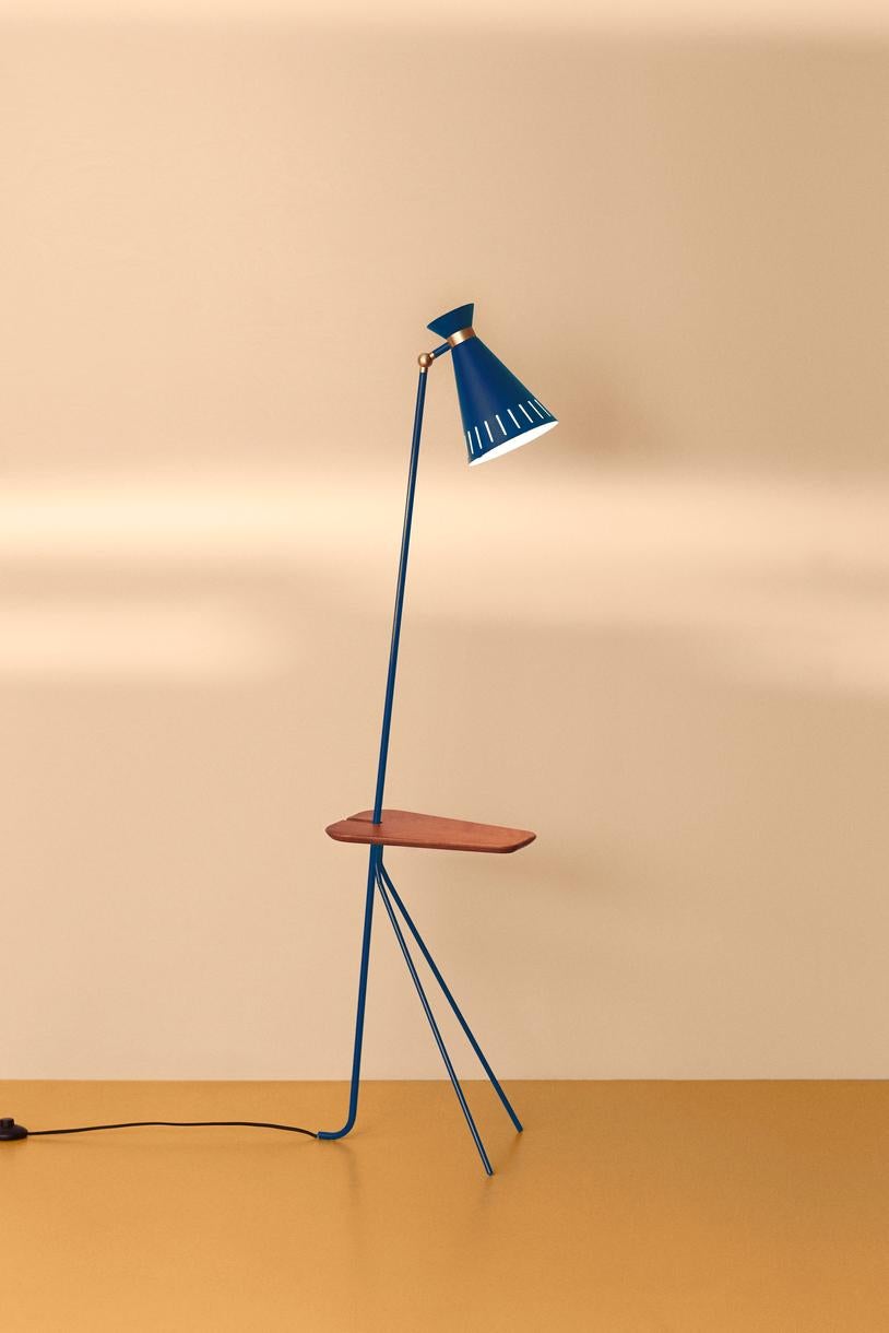 Post-Modern Cone Floor Lamp with Table Black Noir by Warm Nordic For Sale