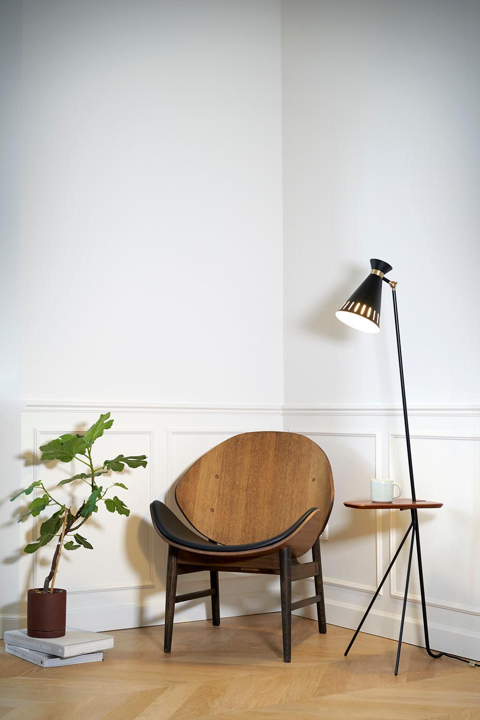 Cone Floor Lamp with Table Black Noir by Warm Nordic 2
