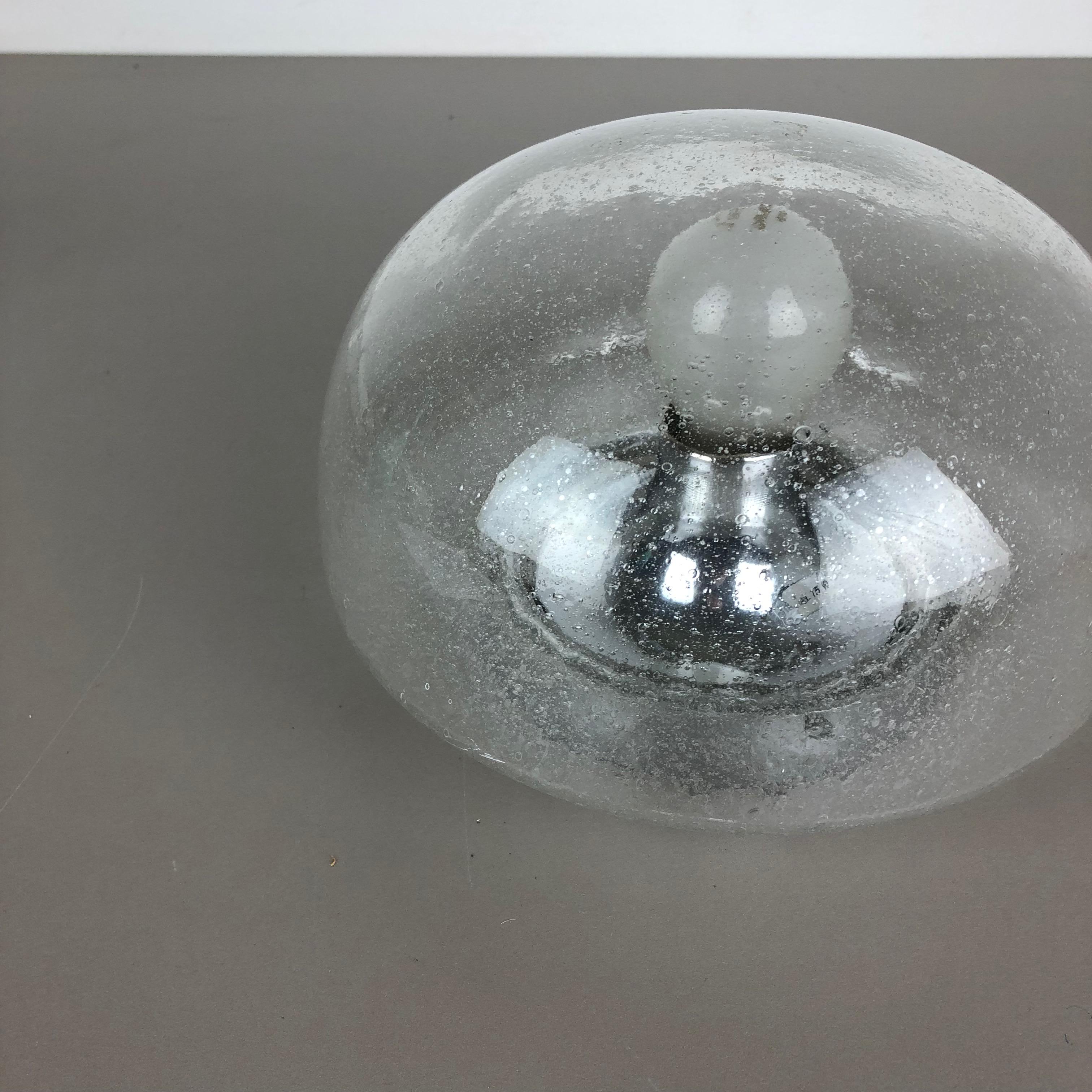 Metal Cone Ice Glass Bubble Wall Light Made by Hillebrand Leuchten, Germany For Sale
