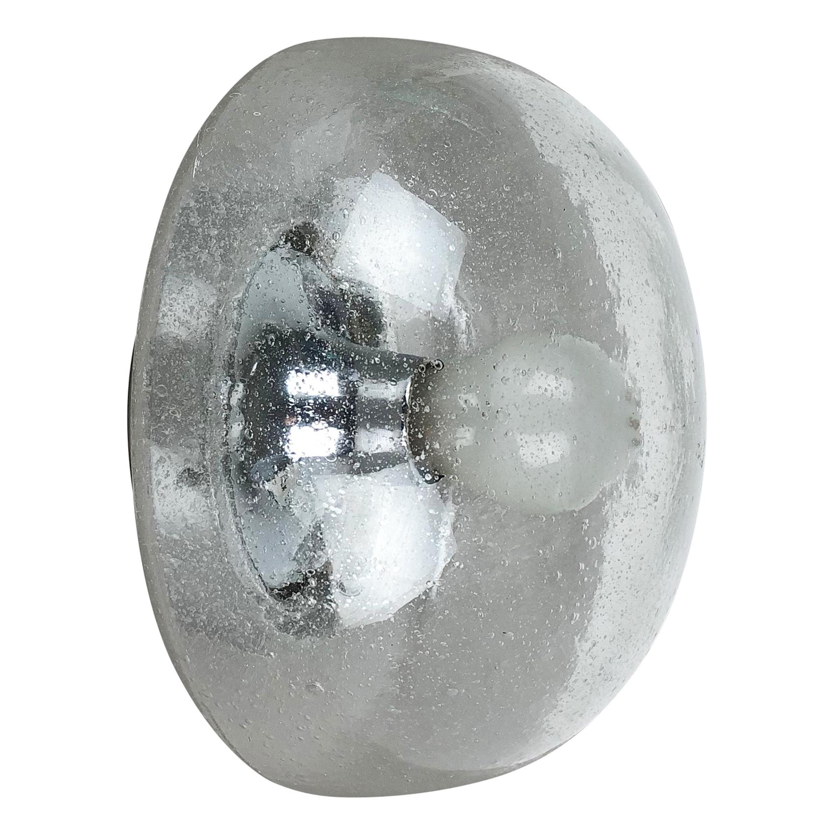 Cone Ice Glass Bubble Wall Light Made by Hillebrand Leuchten, Germany For Sale