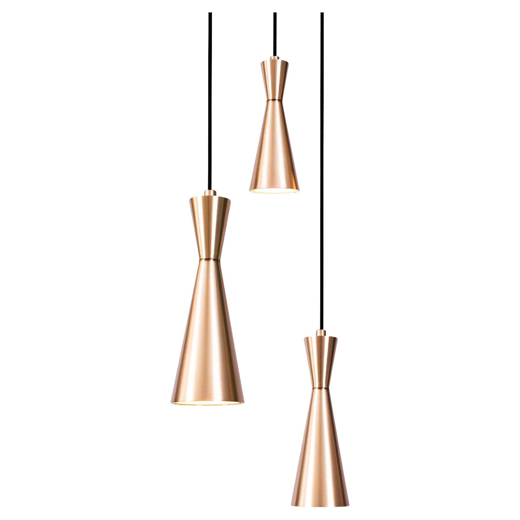 Cone Lamp 3-Piece by Marc Wood, Handmade Brass Lamps w/GU10 LED Bulbs