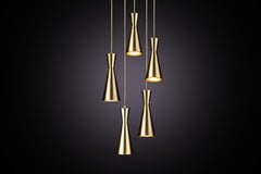 Cone Lamp 5-Piece by Marc Wood, Handmade Brass Lamps w/GU10 LED Bulbs