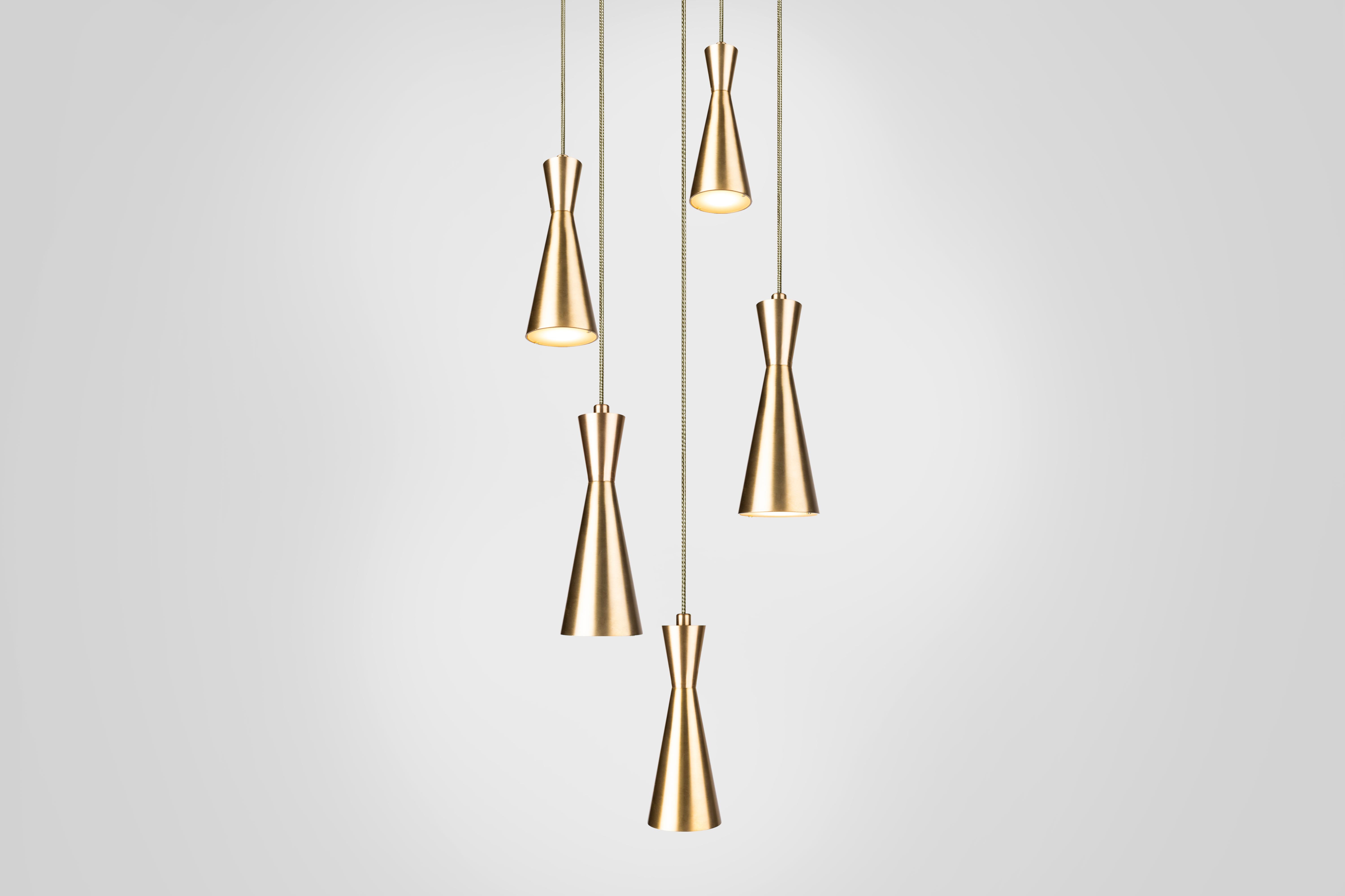 Lampada a cono 5 pezzi di Marc Wood, lampade in ottone fatte a mano con lampadine LED GU10 In condizioni Nuovo in vendita a London, GB