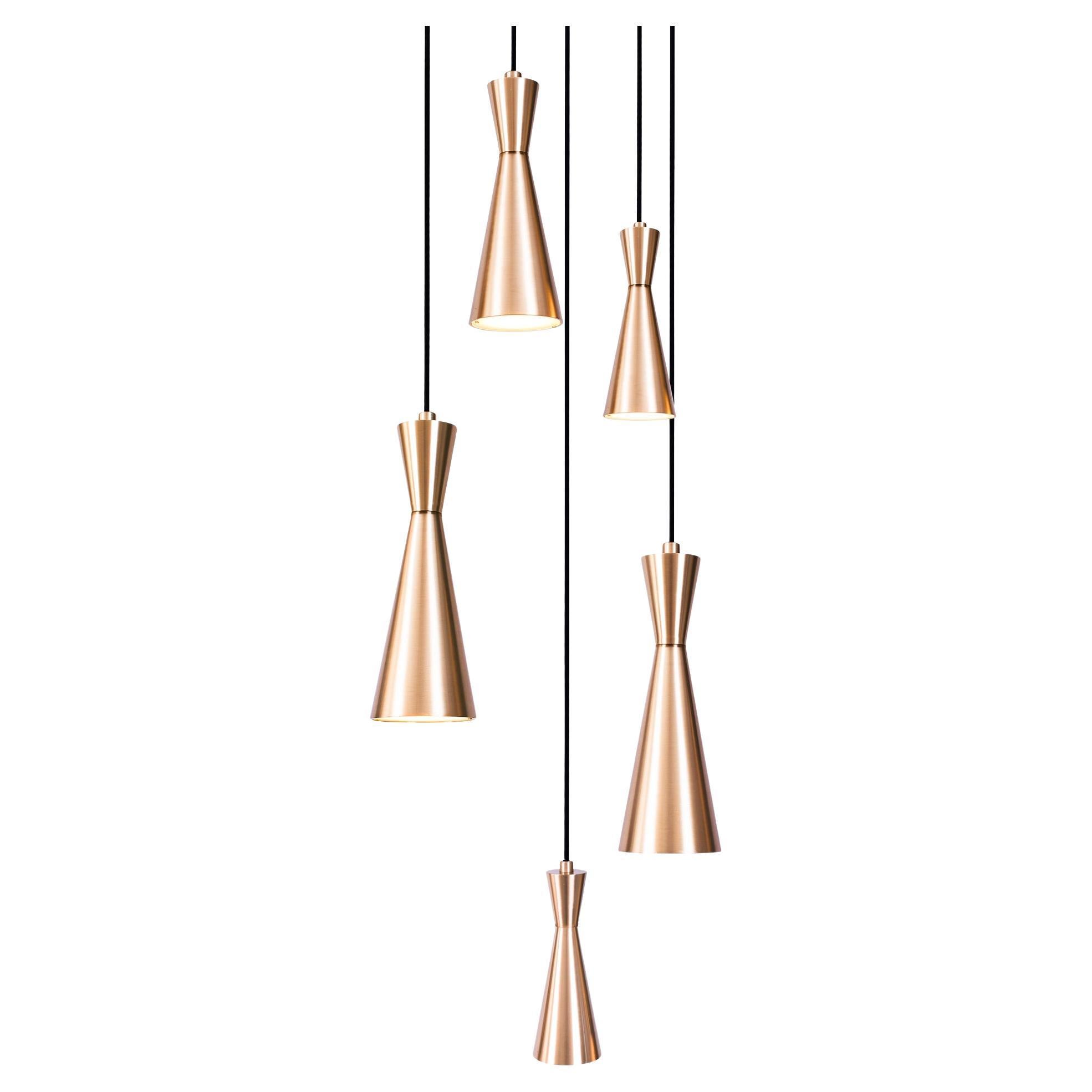 Cone Lamp 5-Piece by Marc Wood, Handmade Brass Lamps w/GU10 LED Bulbs For Sale