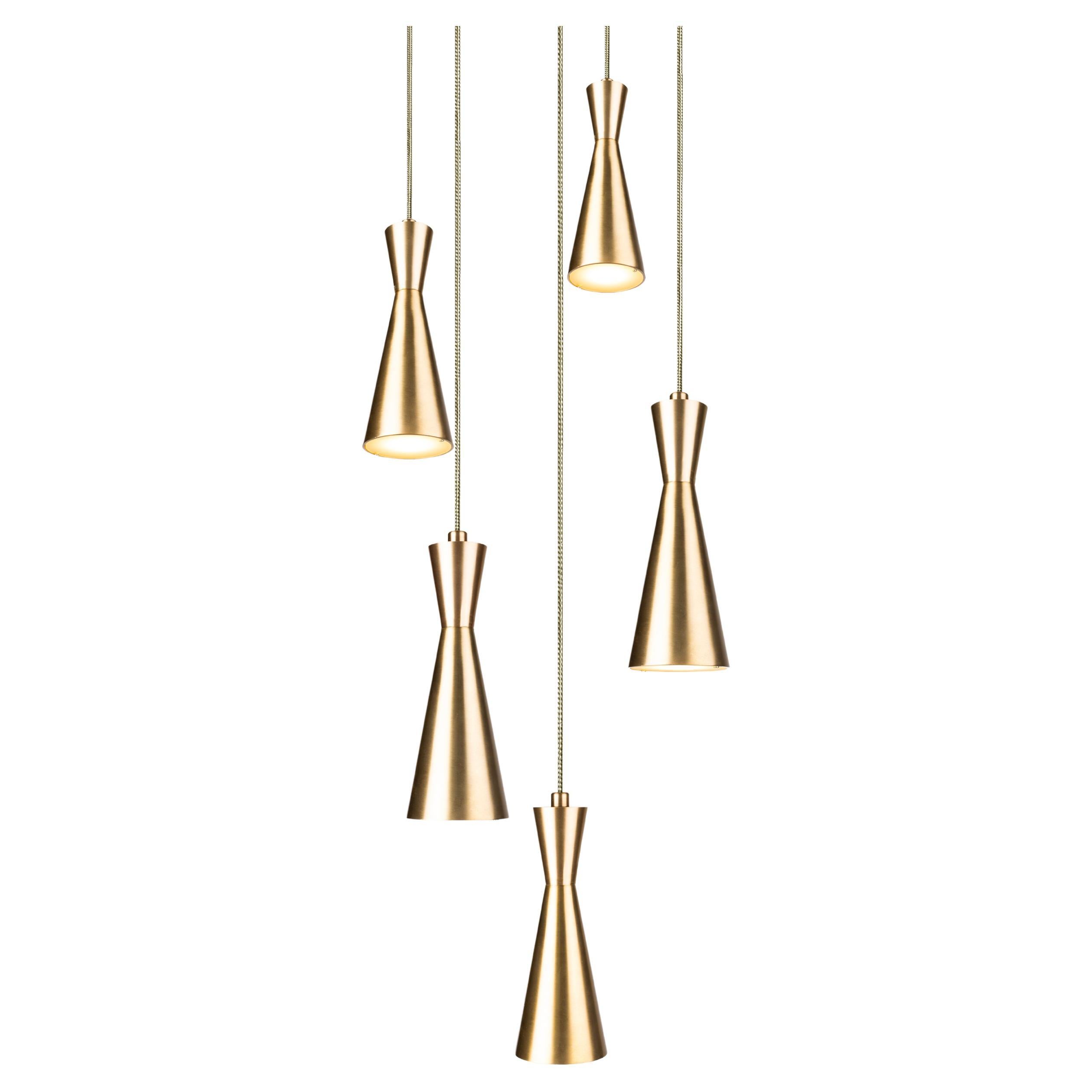 Lampada a cono 5 pezzi di Marc Wood, lampade in ottone fatte a mano con lampadine LED GU10