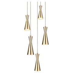 Cone Lamp 5-Piece by Marc Wood, Handmade Brass Lamps w/GU10 LED Bulbs