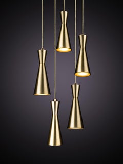 Cone Lamp 7-Piece by Marc Wood, Handmade Brass Lamps w/GU10 LED Bulbs