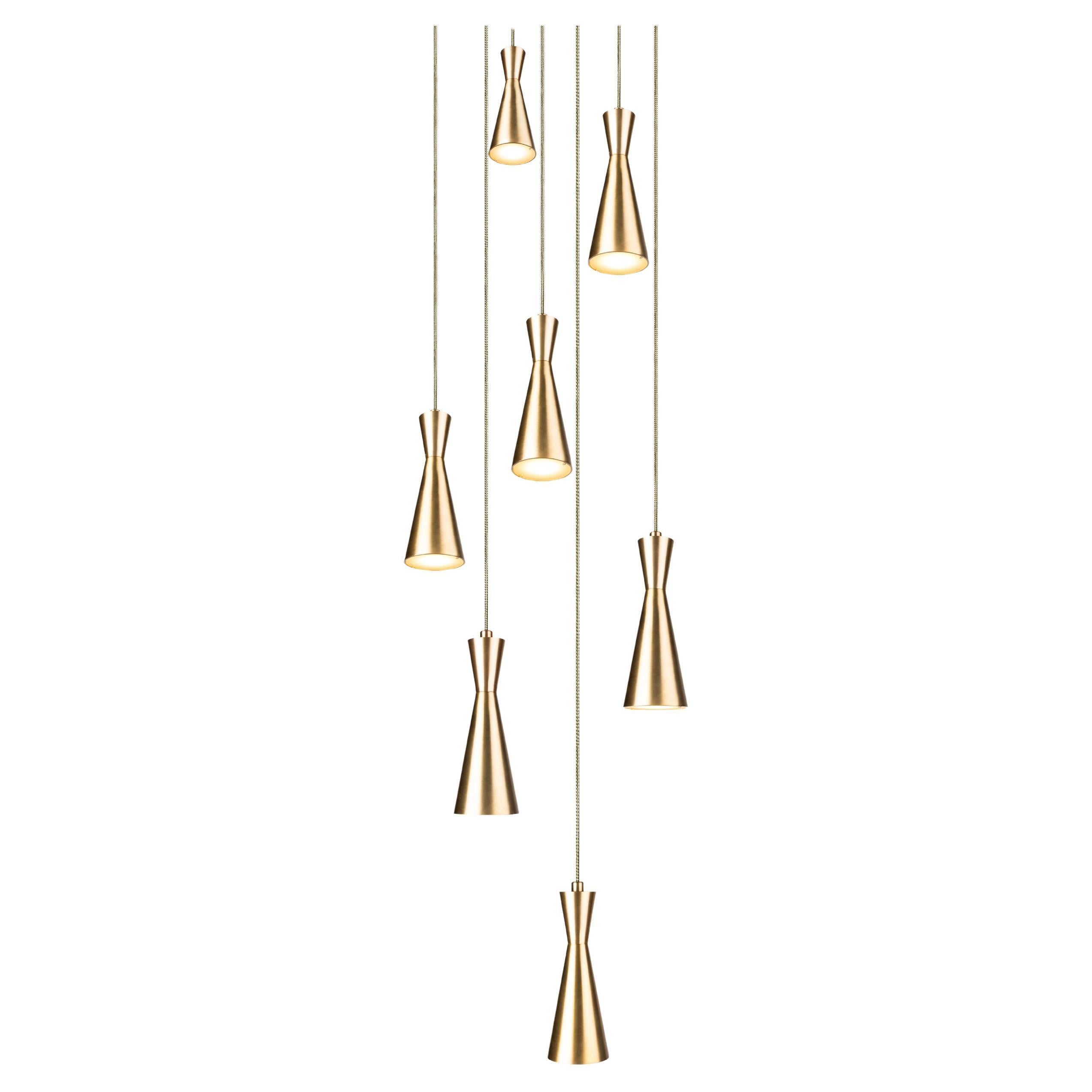 Lampada a cono 7 pezzi di Marc Wood, lampade in ottone fatte a mano con lampadine LED GU10