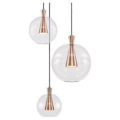 Cone-Lampe und Schirm, 3-teilig, von Marc Wood, Messing und Glas, handgefertigte Lampen mitGU10
