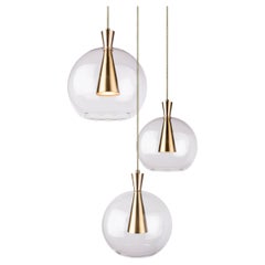Cone Lamp and Shade, 3-Piece by Marc Wood, Brass and Glass Handmade Lamps w/GU10