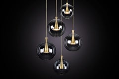 Kegellampe und Schirm, 5-teilig, von Marc Wood, Messing und Glas, handgefertigte Lampen mitGU10