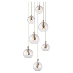 Cone Lamp and Shade, 7-Piece by Marc Wood, Brass & Glass Handmade Lamps w/GU10