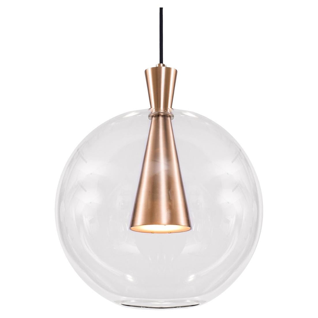 Cone Pendant Lamp and Shade 'Large' by Marc Wood, Handmade Brass Lamp w/GU10 For Sale