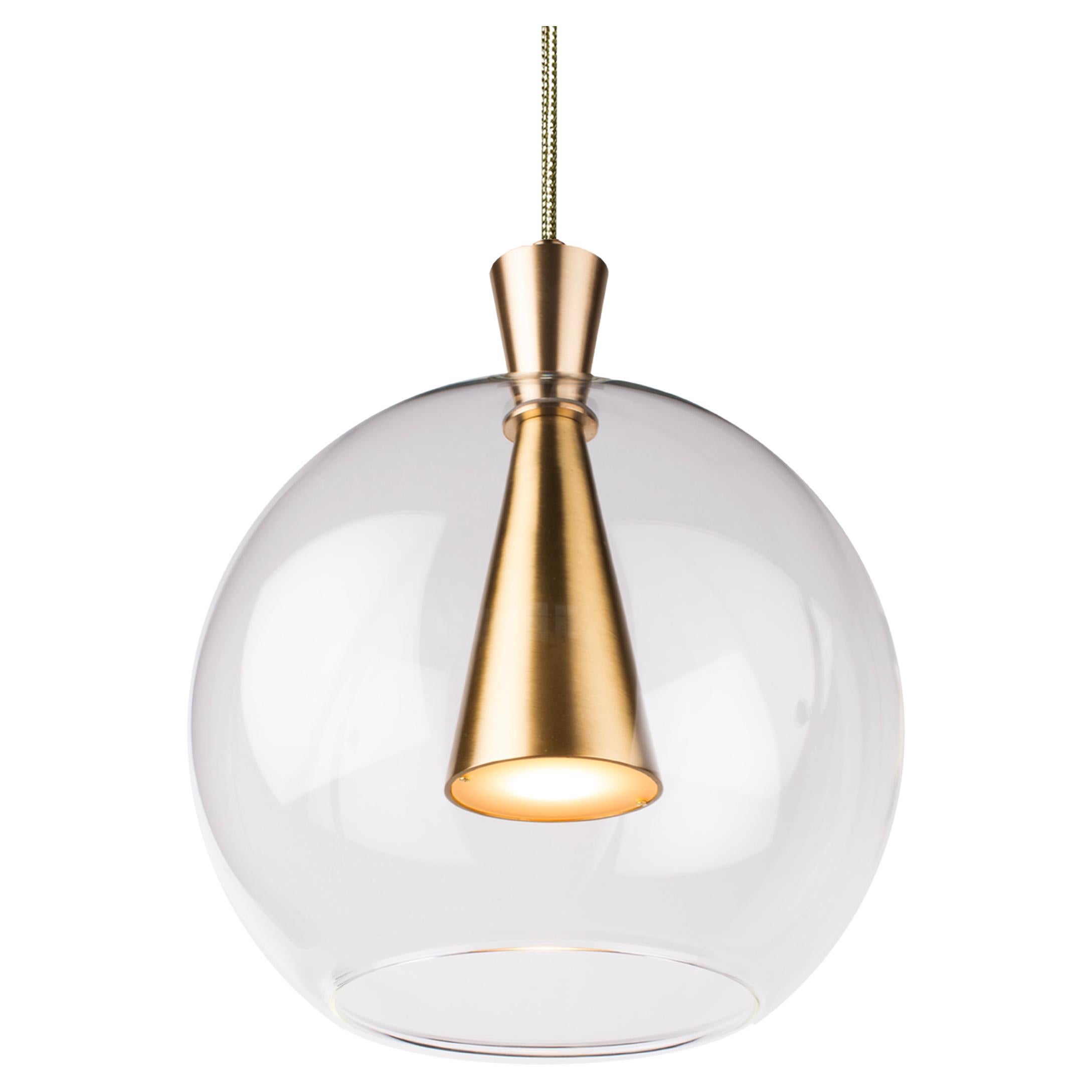 Lampada a sospensione a cono e paralume 'Medium' di Marc Wood, lampada in ottone fatta a mano con/GU10 in vendita