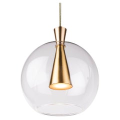 Cone Pendant Lamp and Shade 'Medium' by Marc Wood, Handmade Brass Lamp w/GU10