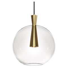 Cone Pendant Lamp and Shade 'Large' by Marc Wood, Handmade Brass Lamp w/GU10