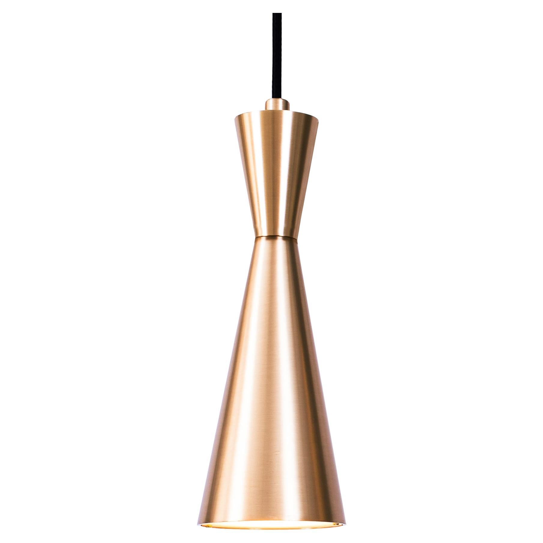Cone Pendant Lamp, Medium by Marc Wood, Handmade Brass Lamp with GU10 LED bulbs For Sale