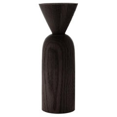 Cone Shape Black Stained Oak Vase by Applicata