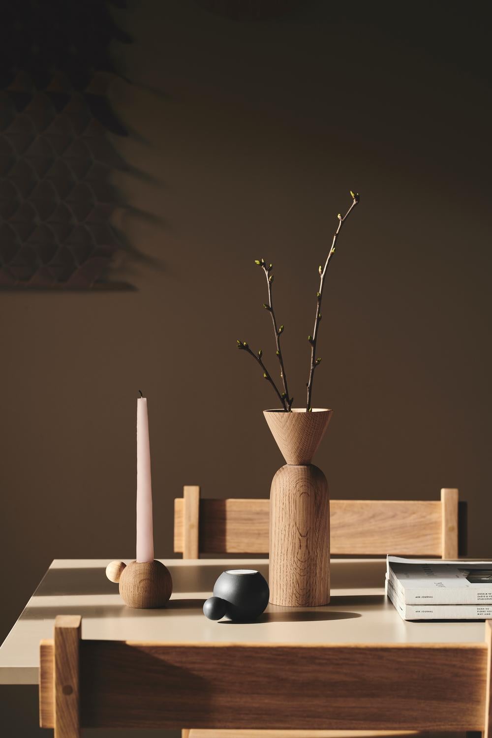 Post-Modern Cone Shape Oak Vase by Applicata For Sale