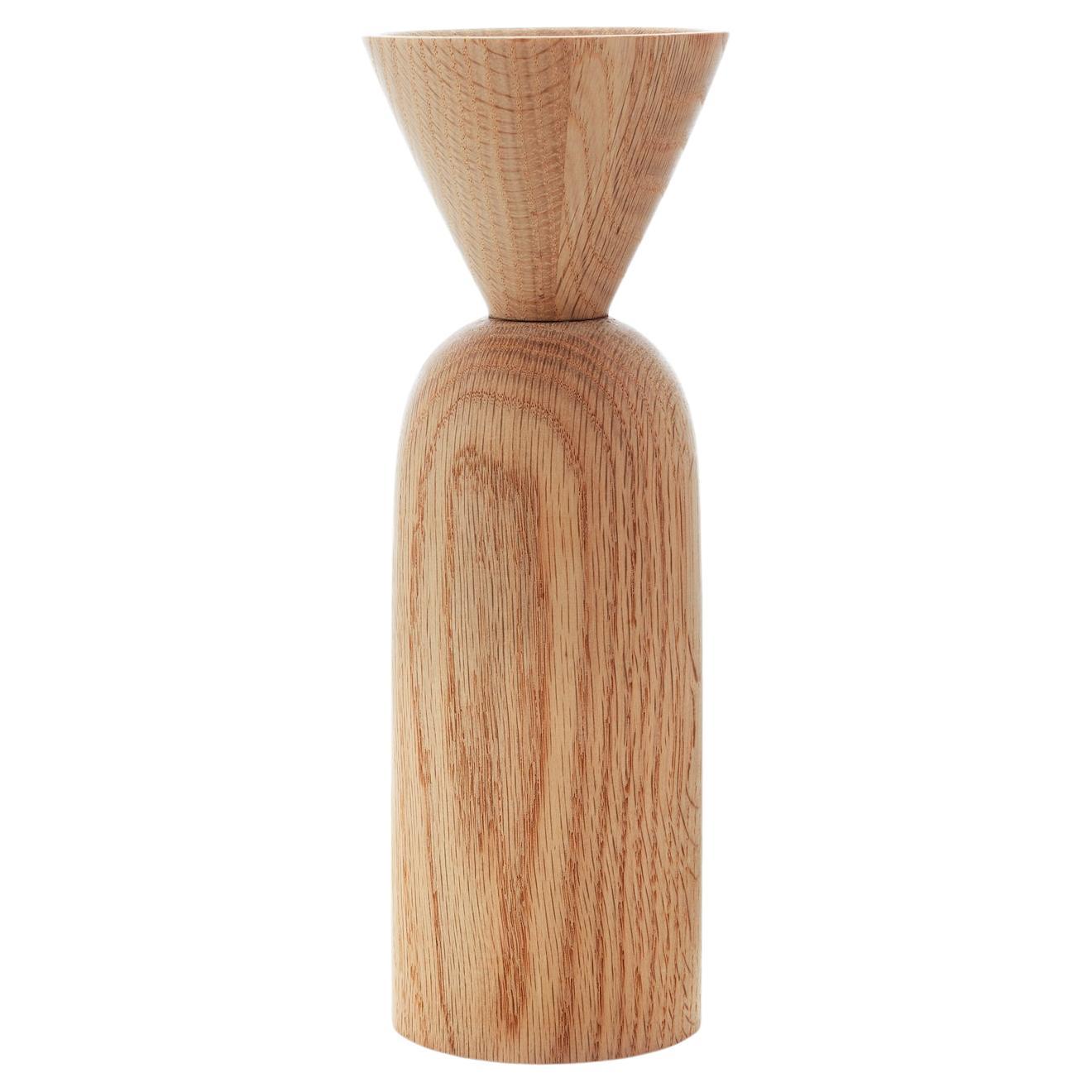 Cone Shape Oak Vase by Applicata For Sale