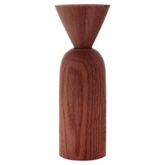 Cone Shape Smoked Oak Vase by Applicata