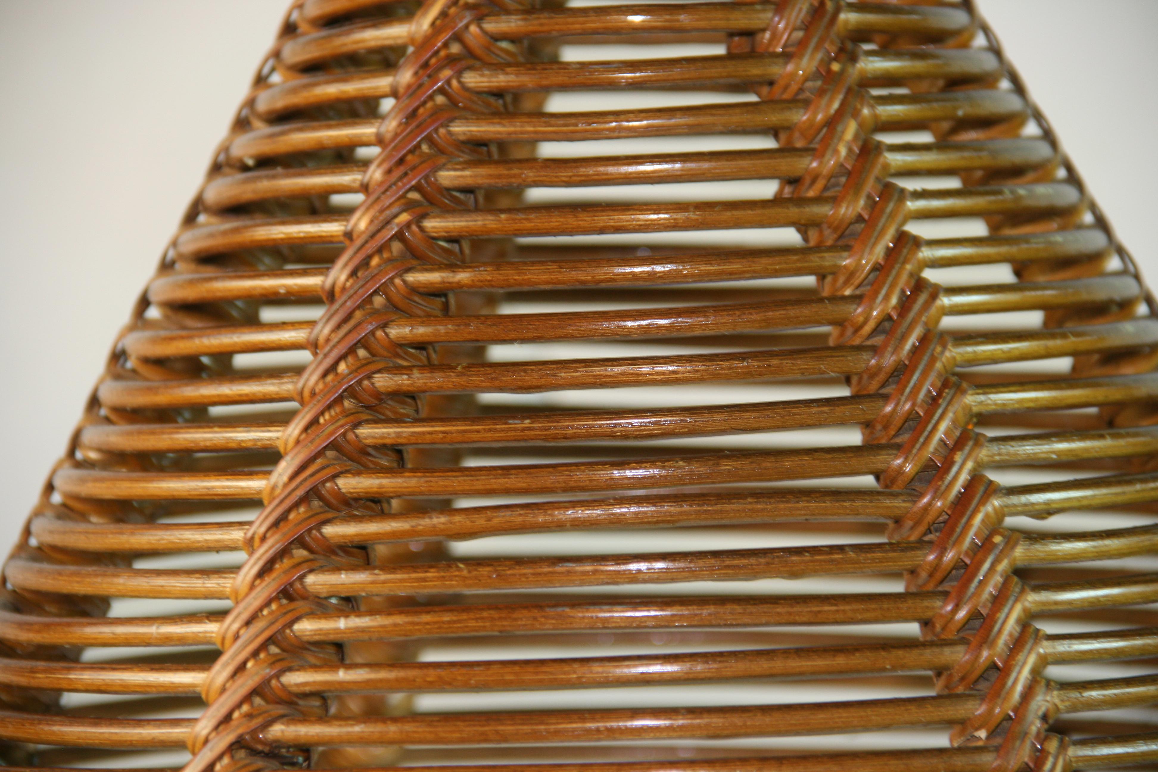 Late 20th Century Cone Shaped Bent Rattan Pendant For Sale