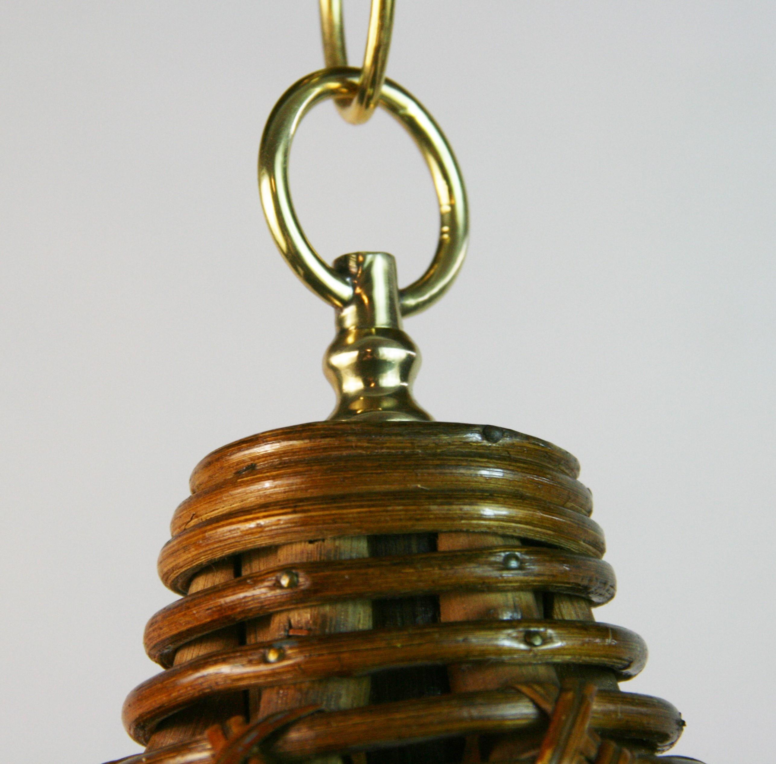 Cone Shaped Bent Rattan Pendant For Sale 4