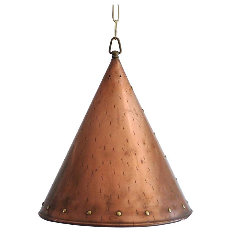 1920 Brass Cone-Shaped Pendant Lights For Sale at 1stDibs