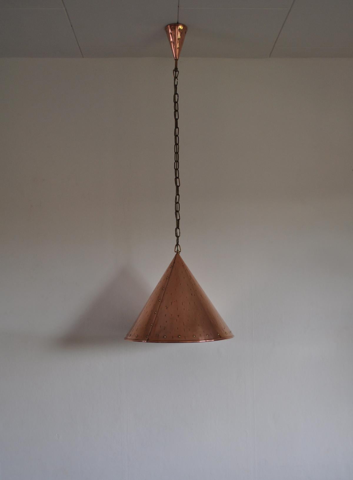 Cone Shaped Handcrafted Copper Pendants from Denmark, 1970s 3