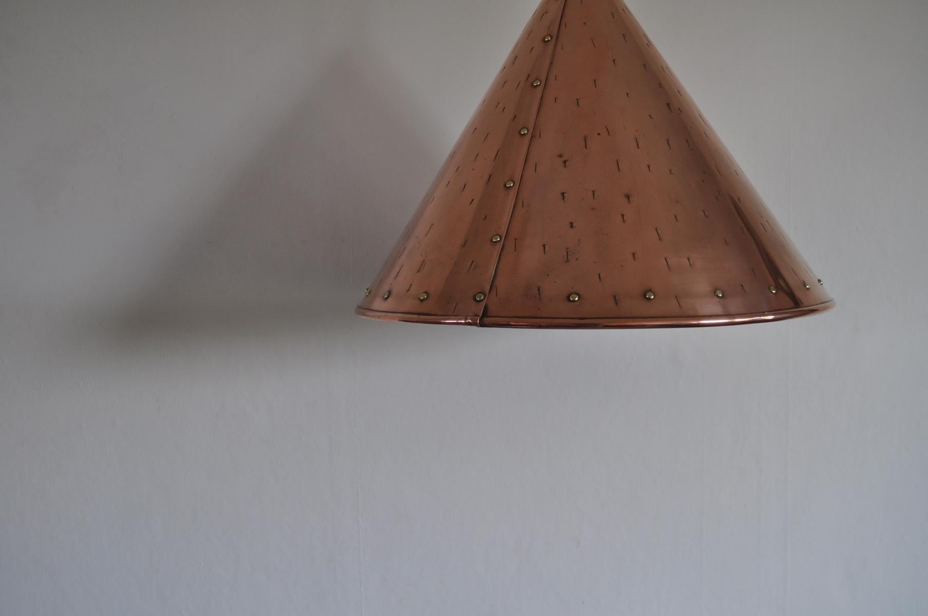 Cone Shaped Handcrafted Copper Pendants from Denmark, 1970s 4