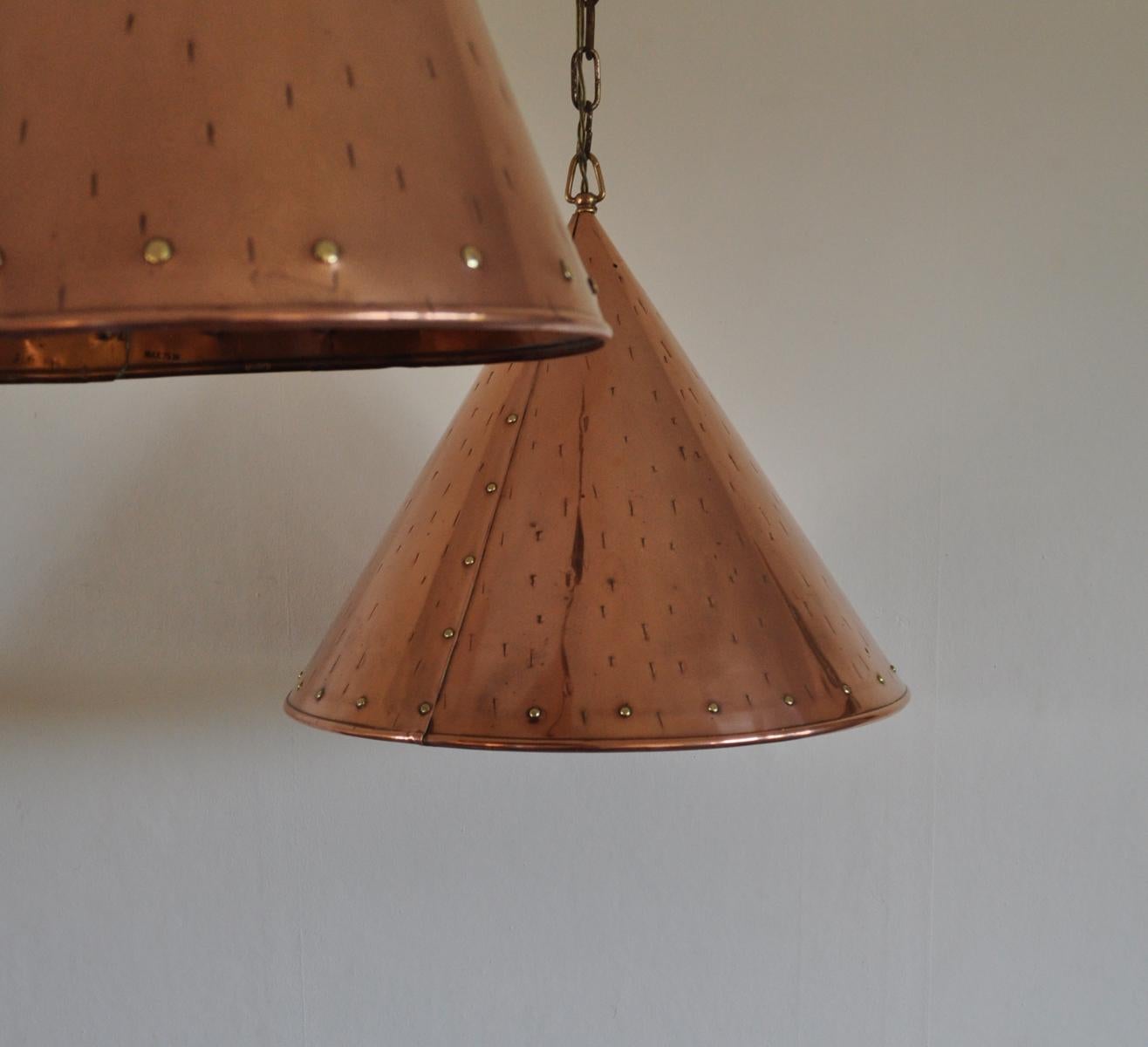 Cone Shaped Handcrafted Copper Pendants from Denmark, 1970s 5