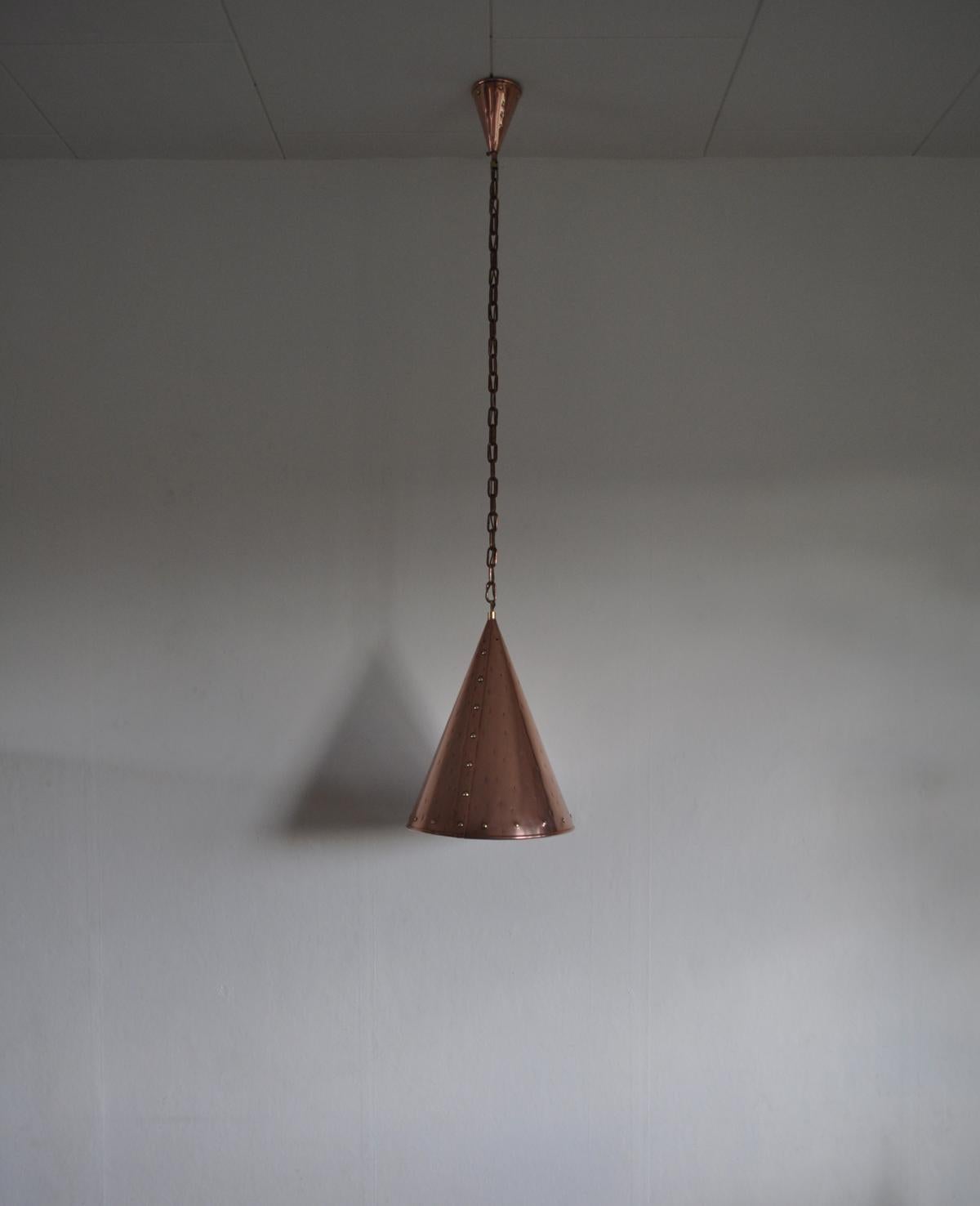Danish Cone Shaped Handcrafted Copper Pendants from Denmark, 1970s