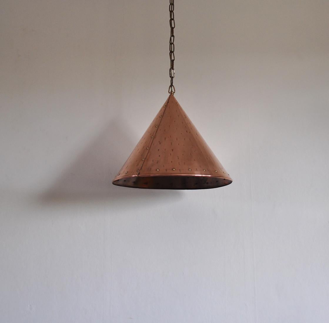 Hand-Crafted Cone Shaped Handcrafted Copper Pendants from Denmark, 1970s
