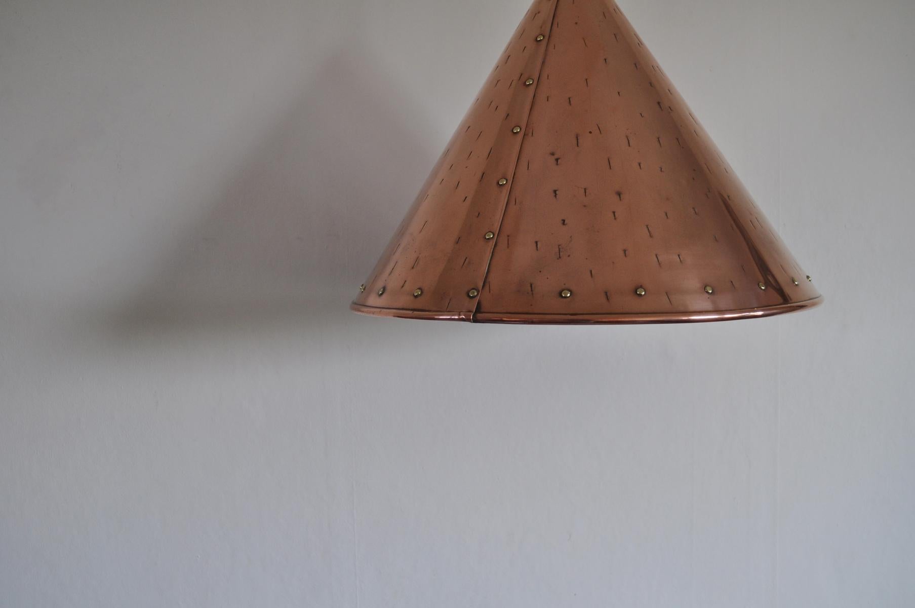 Cone Shaped Handcrafted Copper Pendants from Denmark, 1970s In Good Condition In Vordingborg, DK