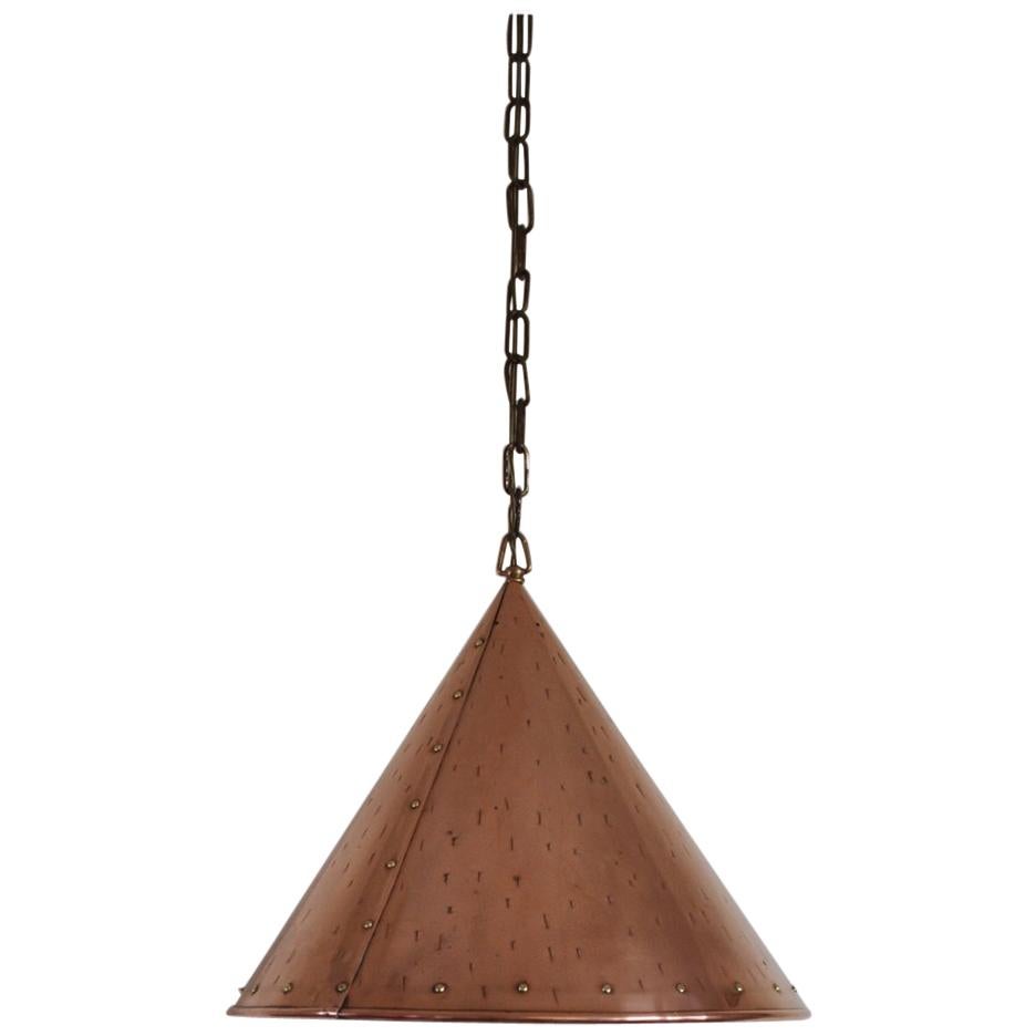 Cone Shaped Handcrafted Copper Pendants from Denmark, 1970s