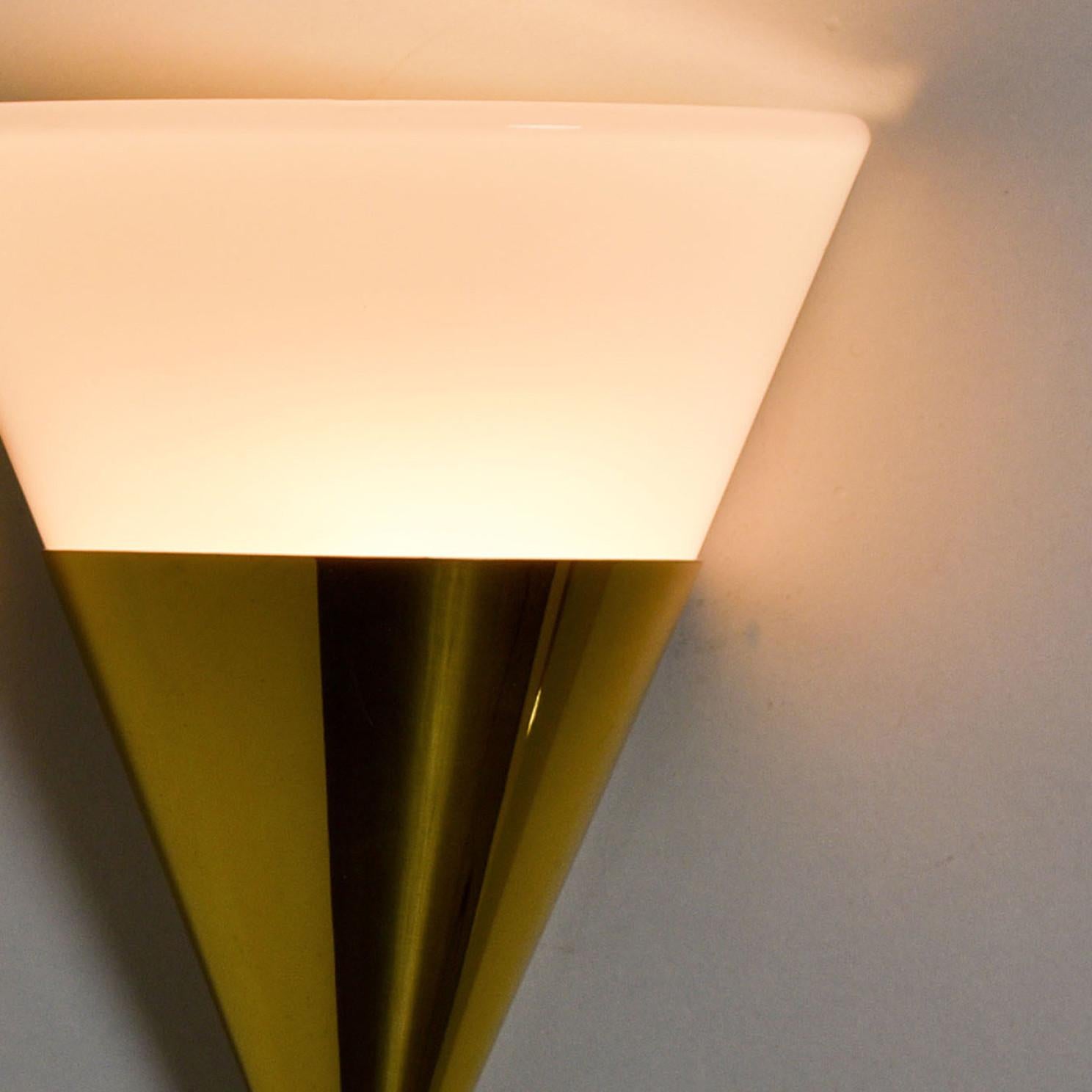 Cone Shaped White Opaque Glass Wall Lights by Glashütte Limburg For Sale 4